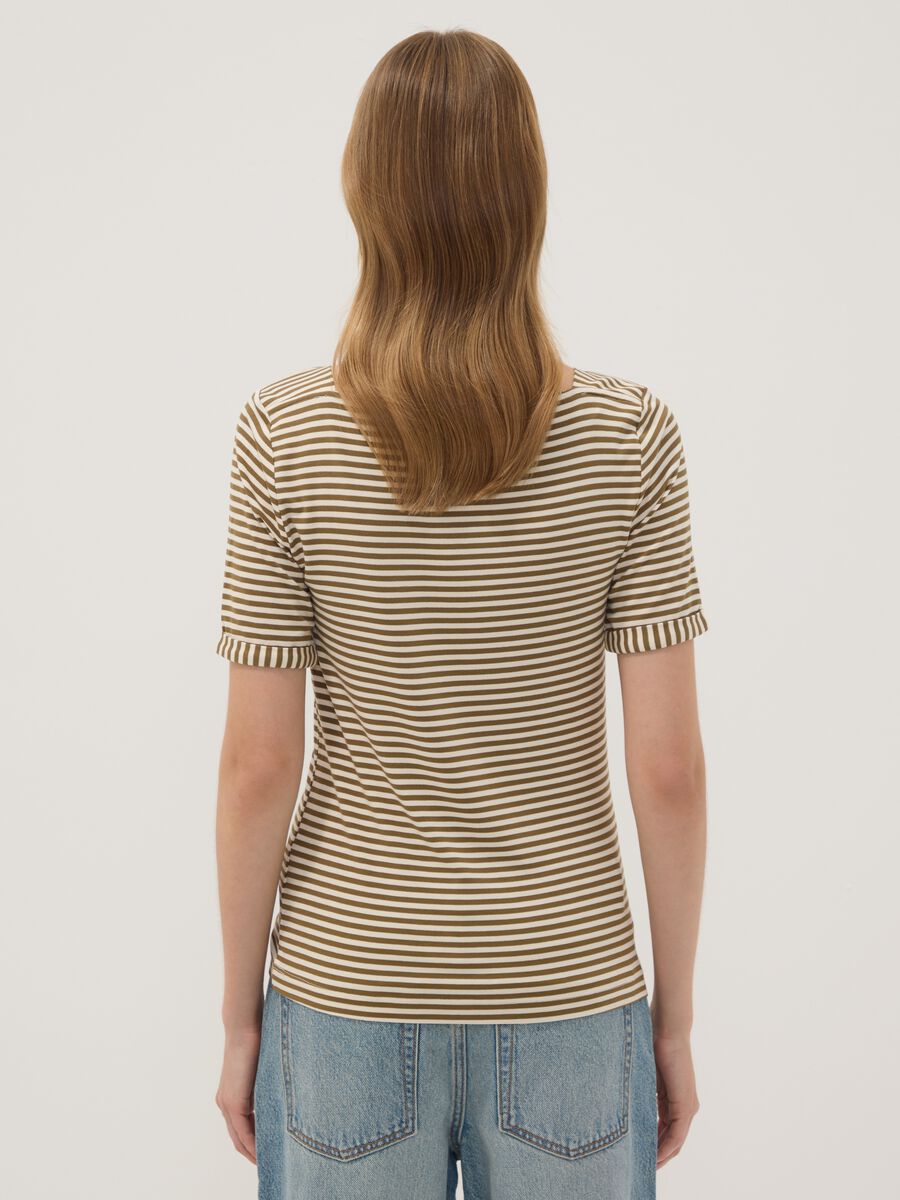 White striped stretch viscose T-shirt_3