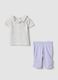 Purple and white pure organic cotton set with floral top and leggings_0