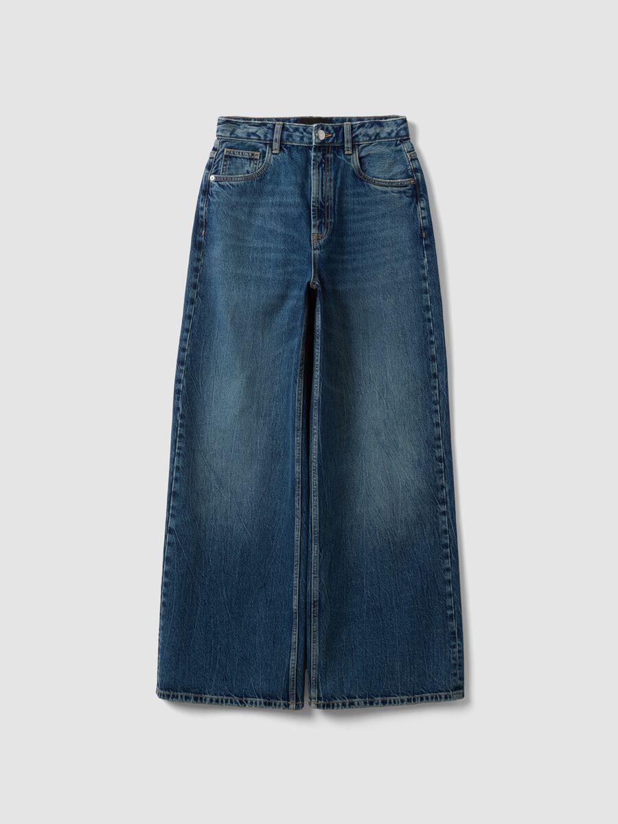 Jeans denim blu wide leg in puro cotone_4