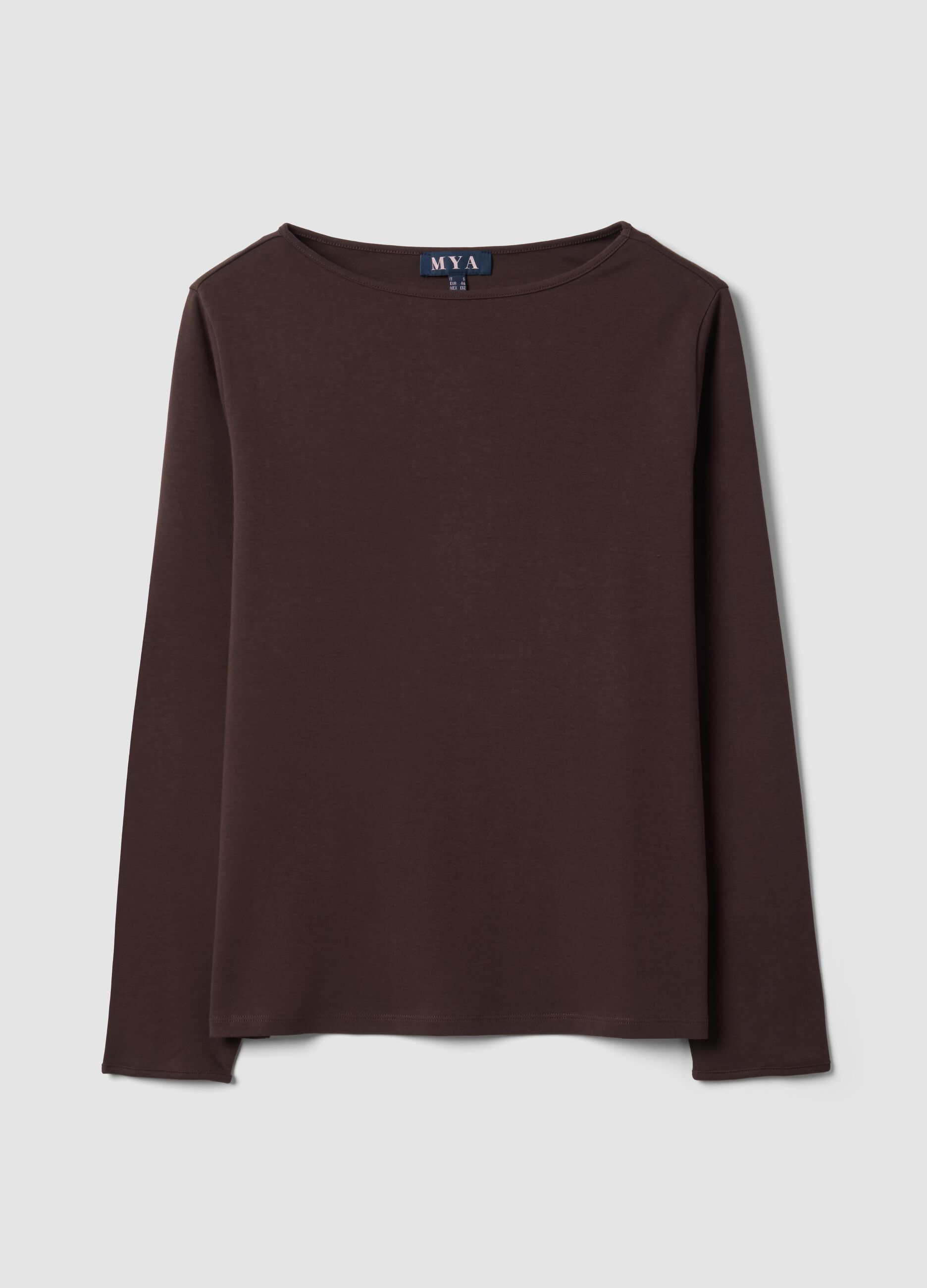 Brown pure cotton regular-fit crew-neck T-shirt