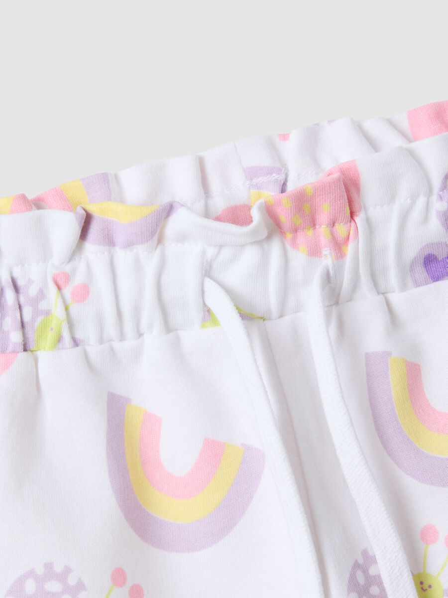 Short in puro cotone bianco da bimba regular fit con stampe_2