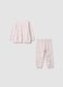 Pink organic cotton jersey pyjamas with floral print for baby girls and girls_0