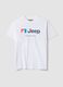 White pure cotton crew-neck T-shirt with Jeep print_0