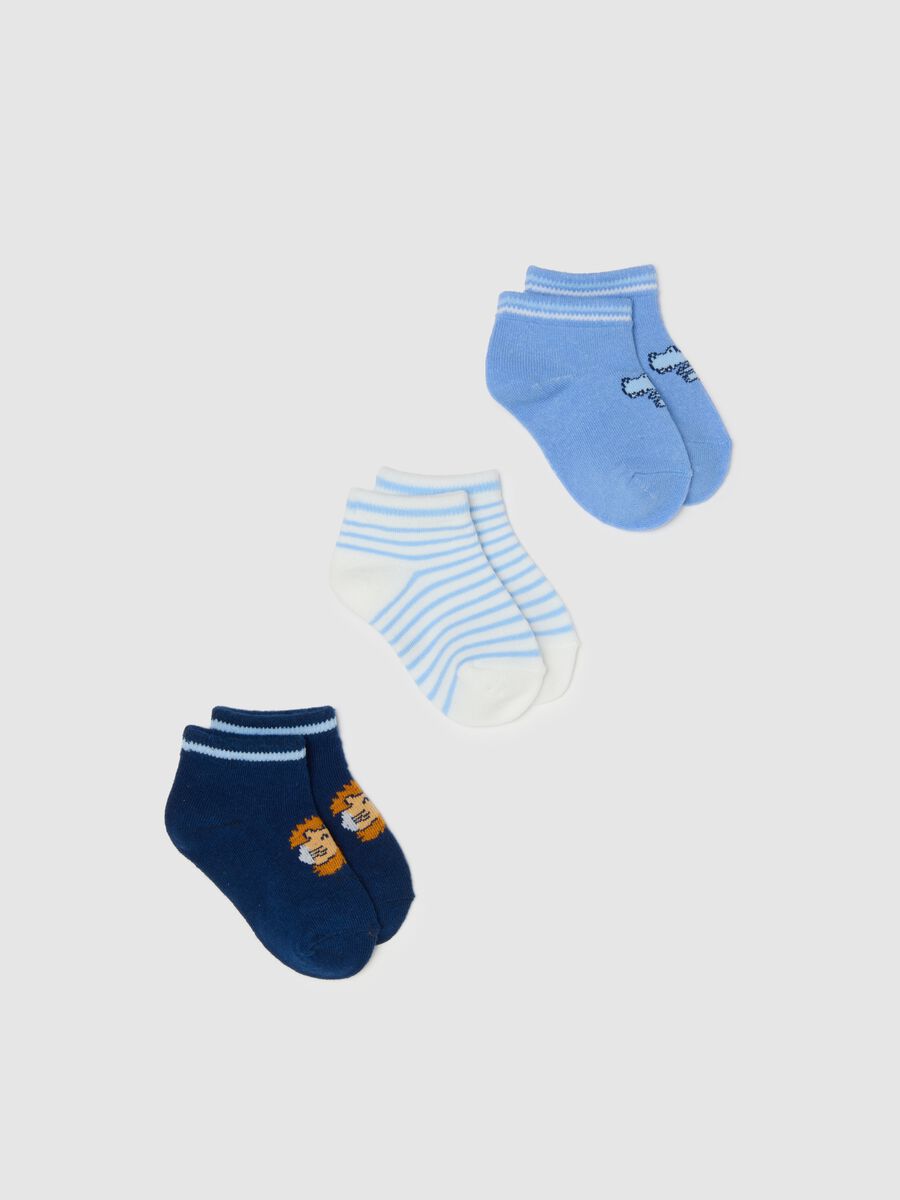 Pack of three short multicolour cotton-blend socks for babies with regular fit_0