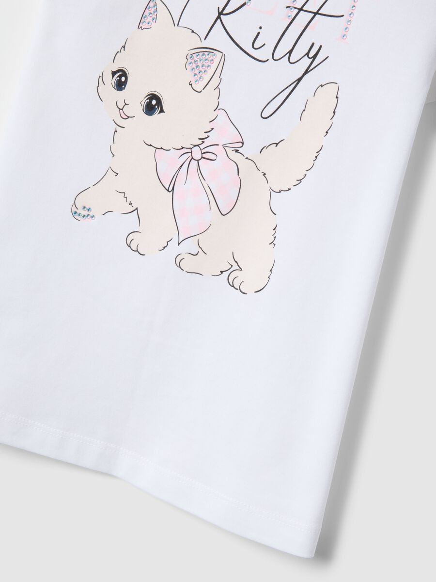 White pure cotton t-shirt regular fit with print for girls_3