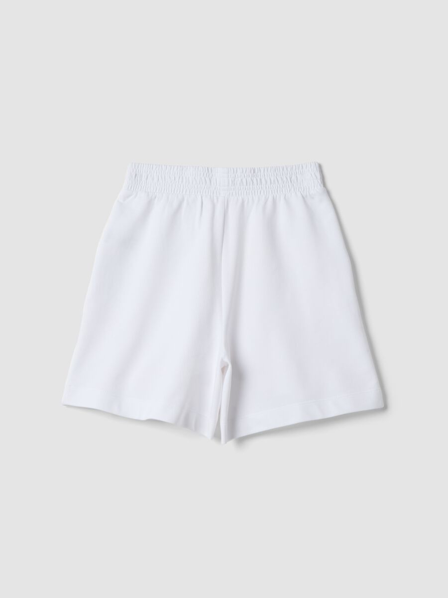 Shorts bianchi in puro cotone con vita elasticizzata_4