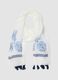 Foulard in puro cotone bianco con ricami floreali blu_0