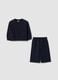 Blue pure cotton set with crew-neck sweatshirt for baby girl_0