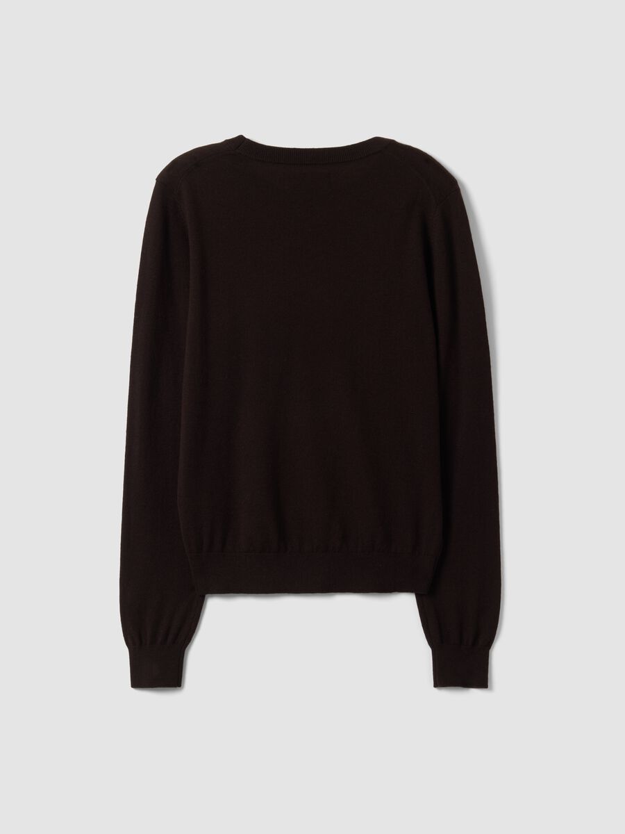 Brown crew-neck wool-blend jumper, regular fit_6