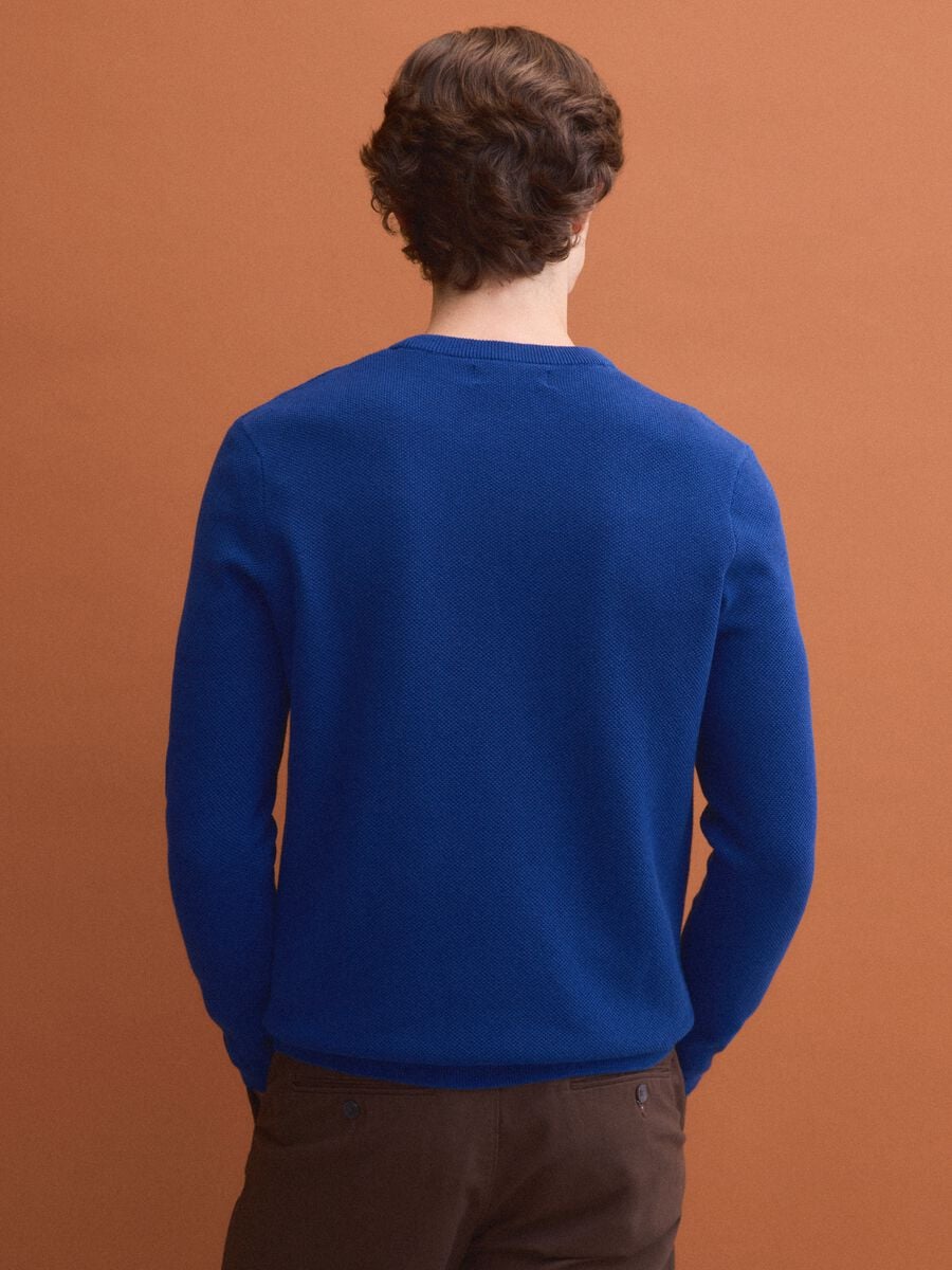 Blue pure cotton crew-neck jumper, regular fit_3
