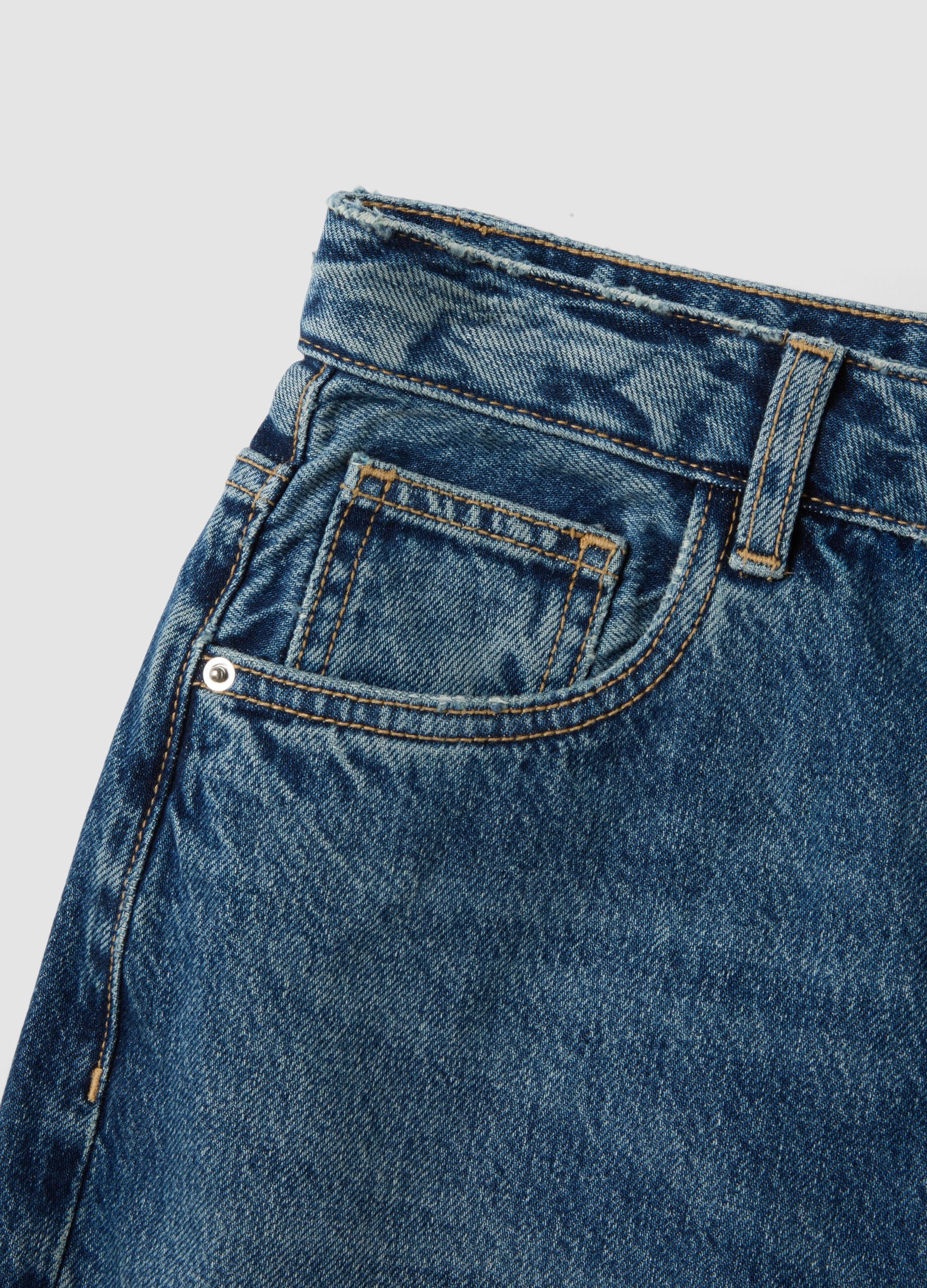 Blue denim wide-leg jeans in pure cotton