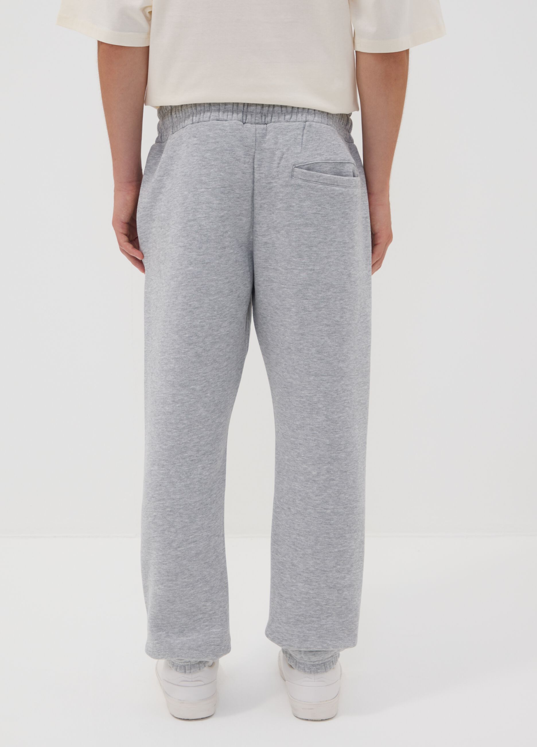 Grey cotton-blend joggers with logo