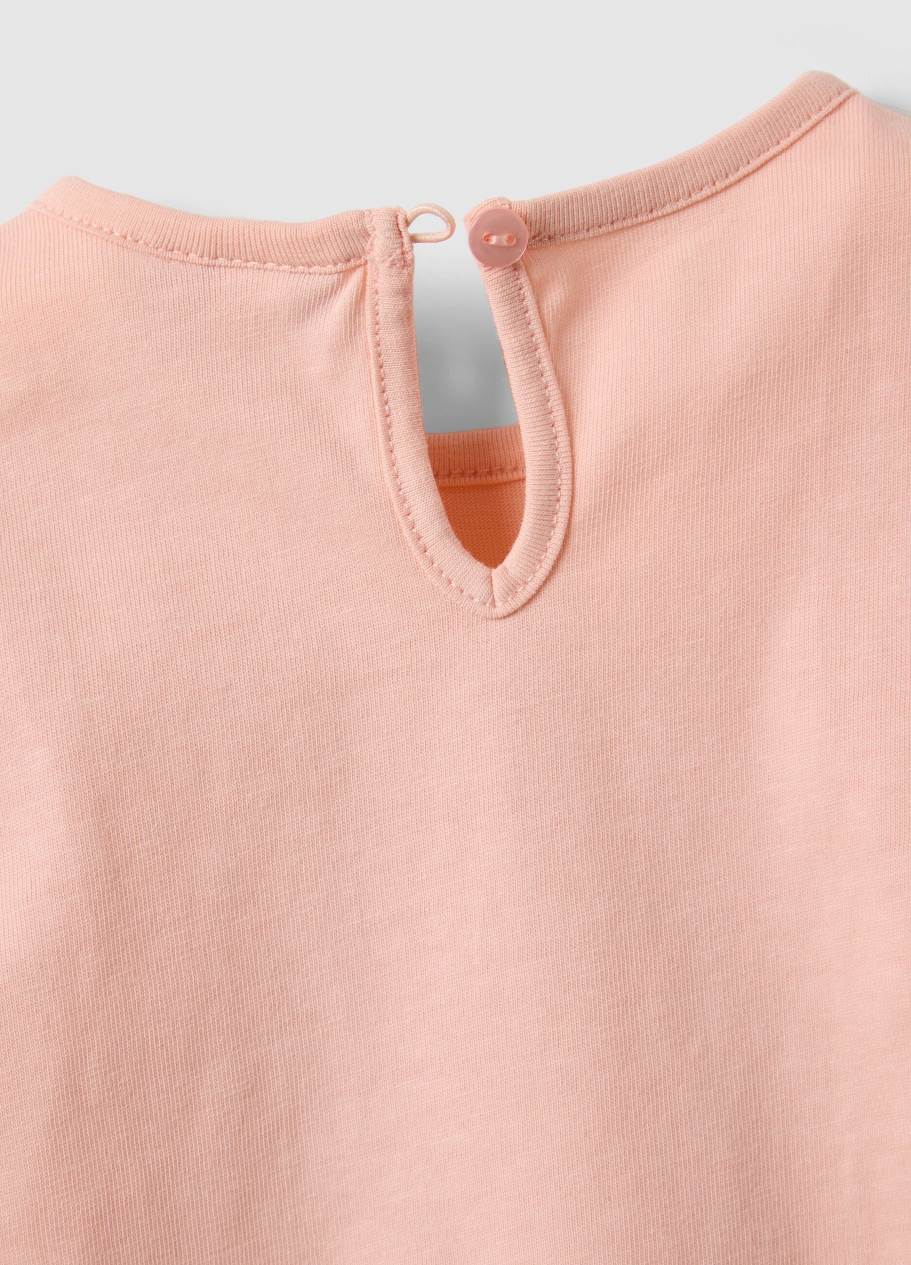 Girls' pink pure cotton regular fit T-shirt with teddy bear