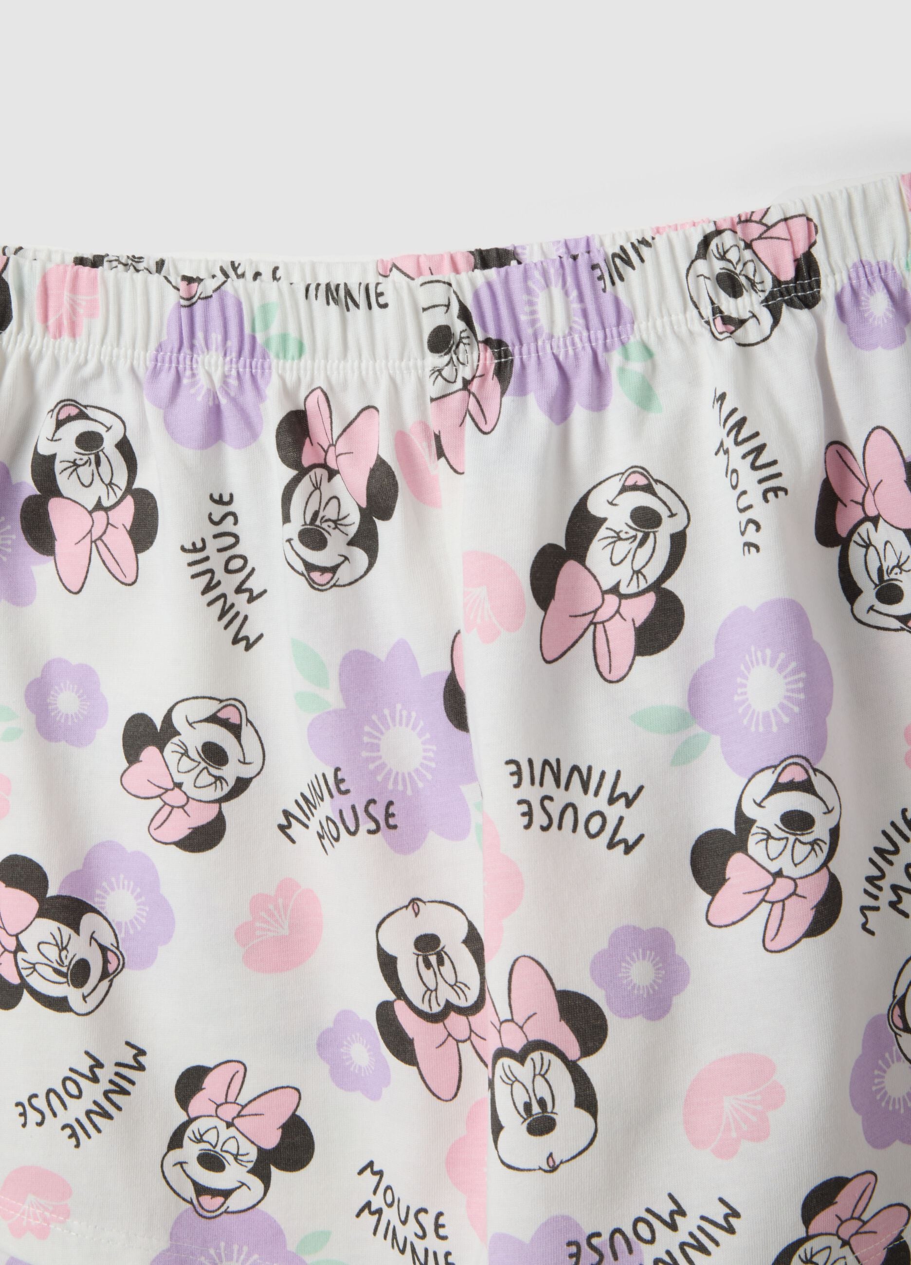 Girls' white pure cotton regular fit pyjamas featuring Minnie