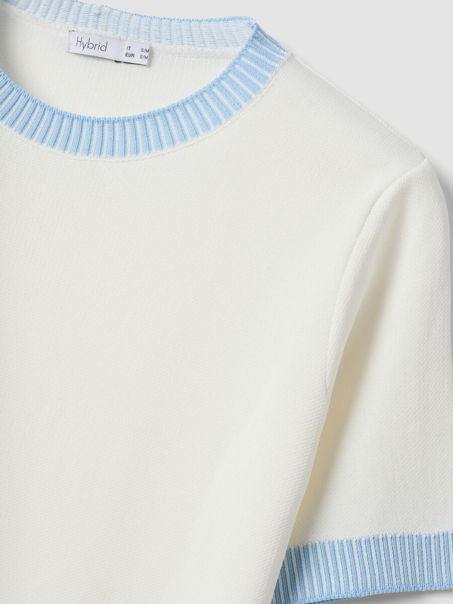 White viscose-blend T-shirt with contrast trims_5
