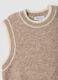Beige stretch wool crew-neck gilet with oversized fit_5