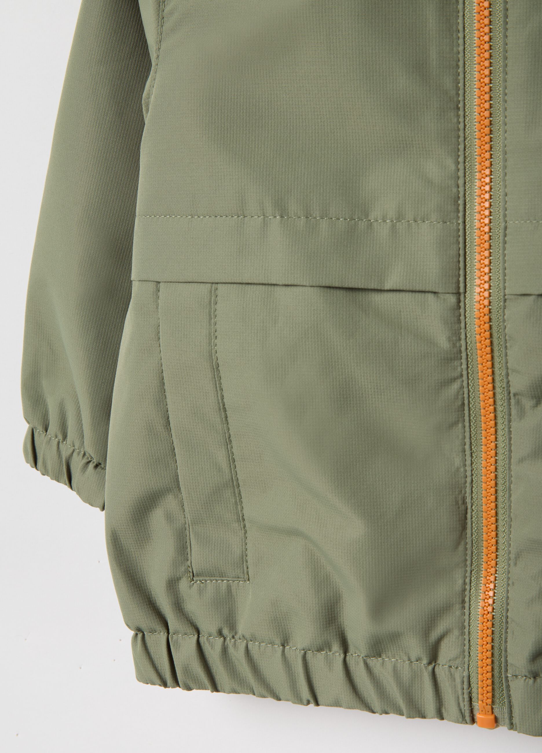Green children's regular fit jacket with full zip and hood