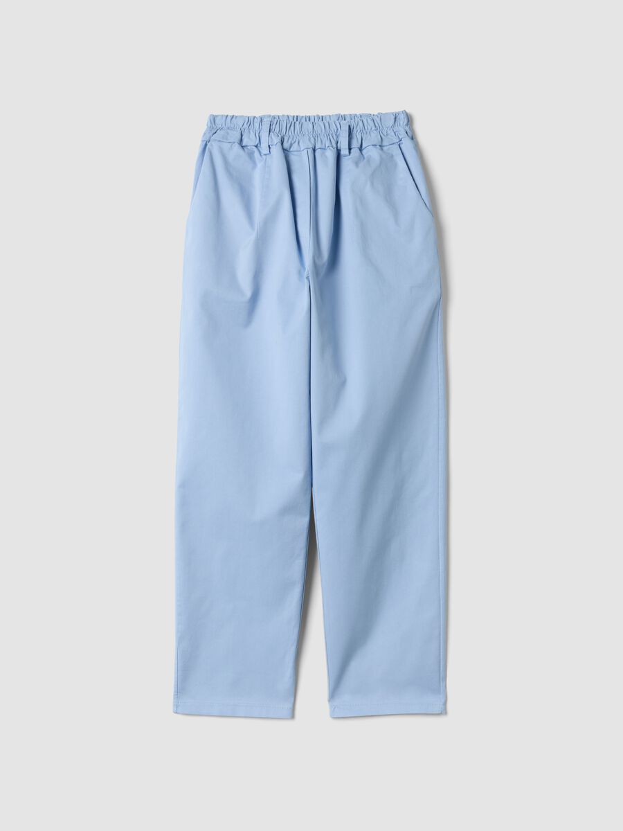 Light blue regular-fit stretch cotton trousers_4