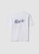 White pure cotton T-shirt with ribbed neckline and &lsquo;Glow Up&rsquo; slogan_5