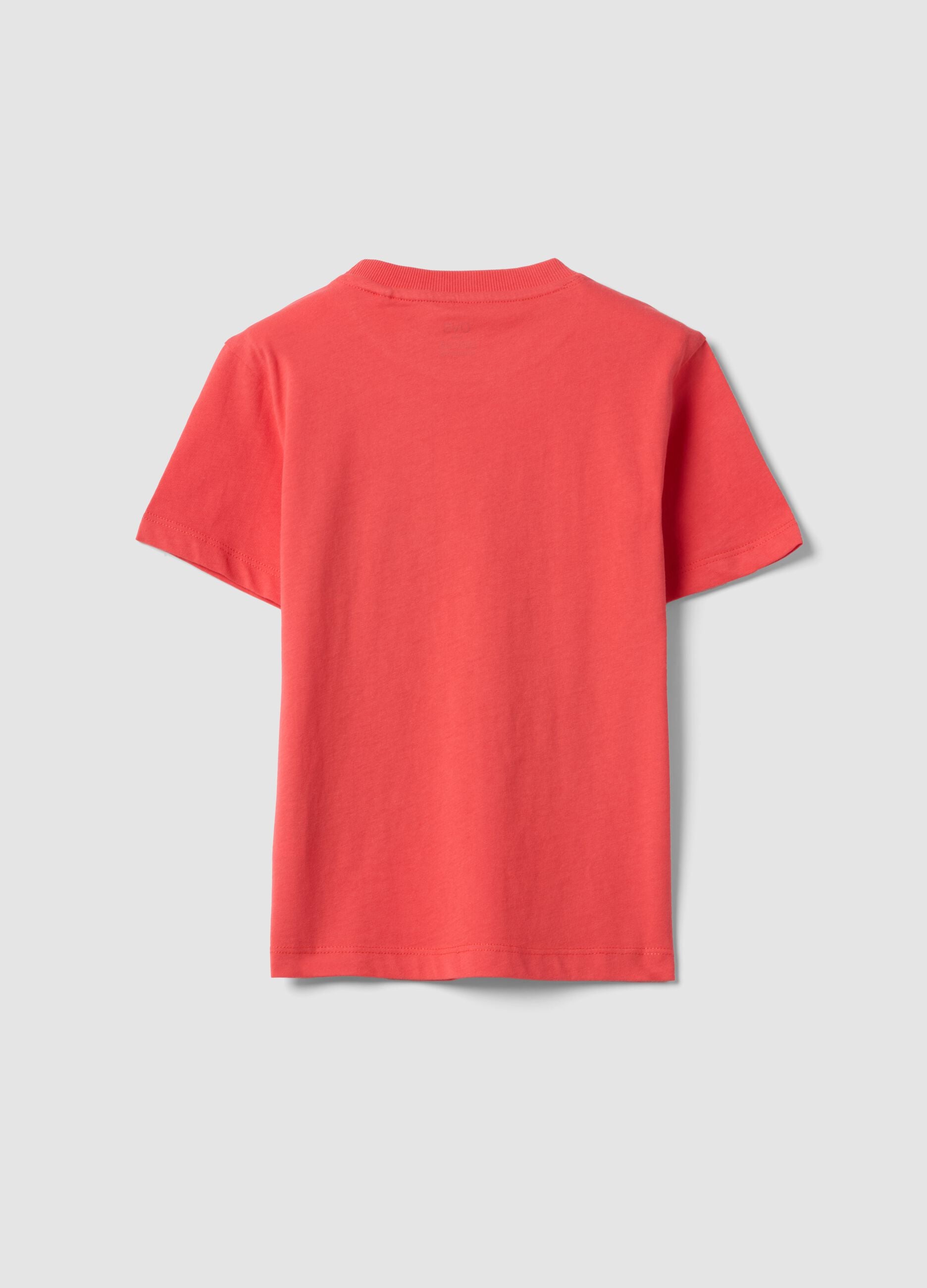 Red pure cotton boys&rsquo; T-shirt with surf print, regular fit
