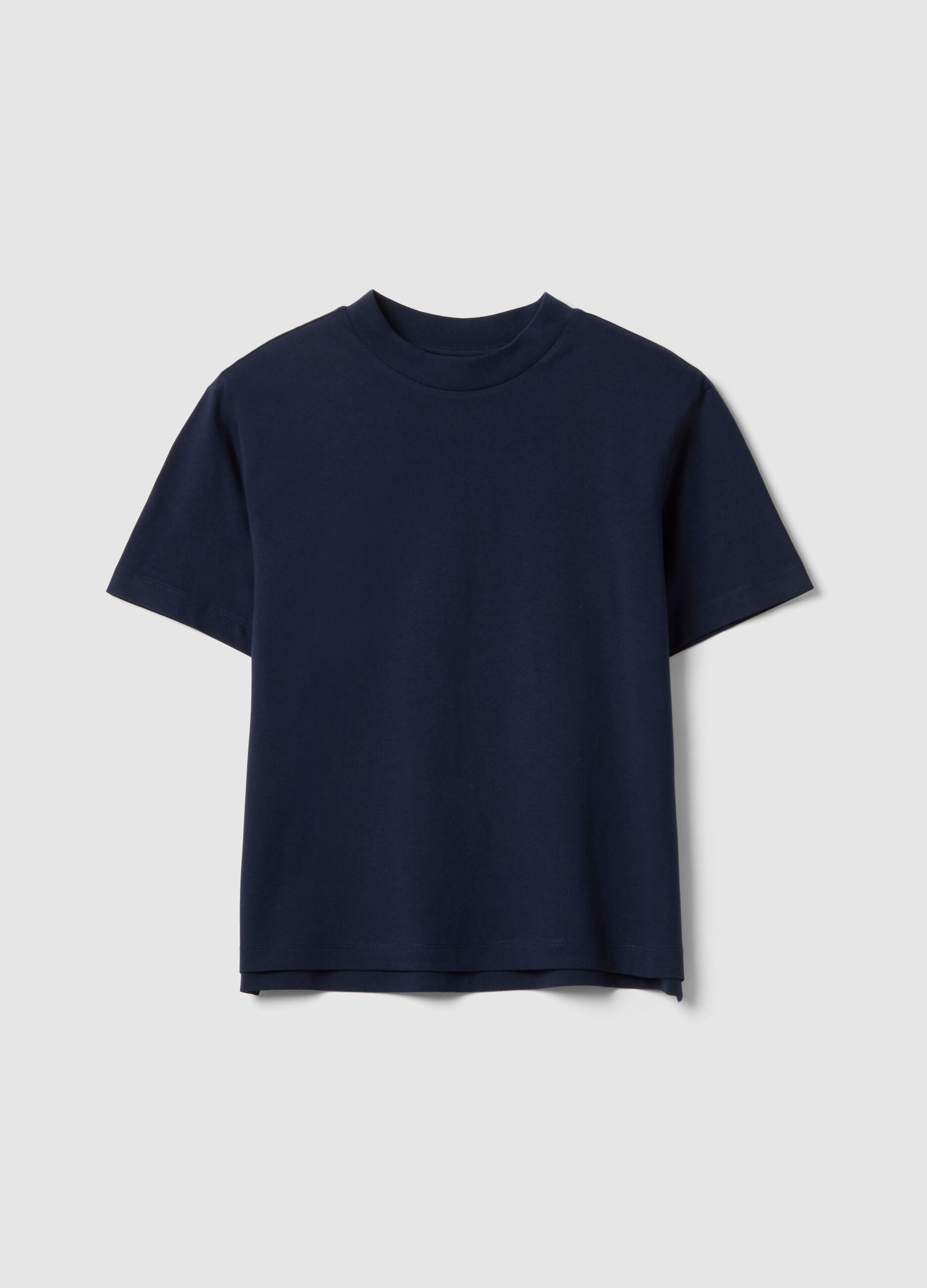Regular fit blue pure cotton T-shirt