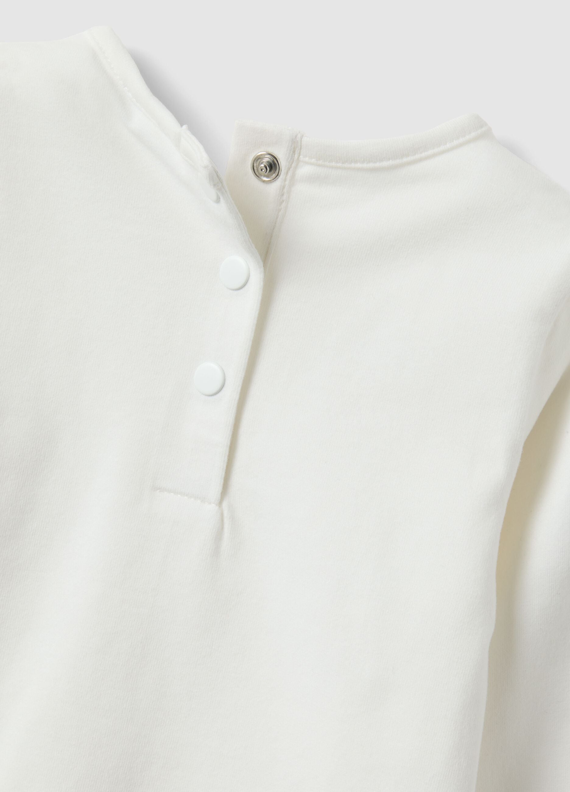 White stretch cotton T-shirt with bows for girls
