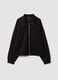 Black full-zip stretch viscose sweatshirt with collar_0