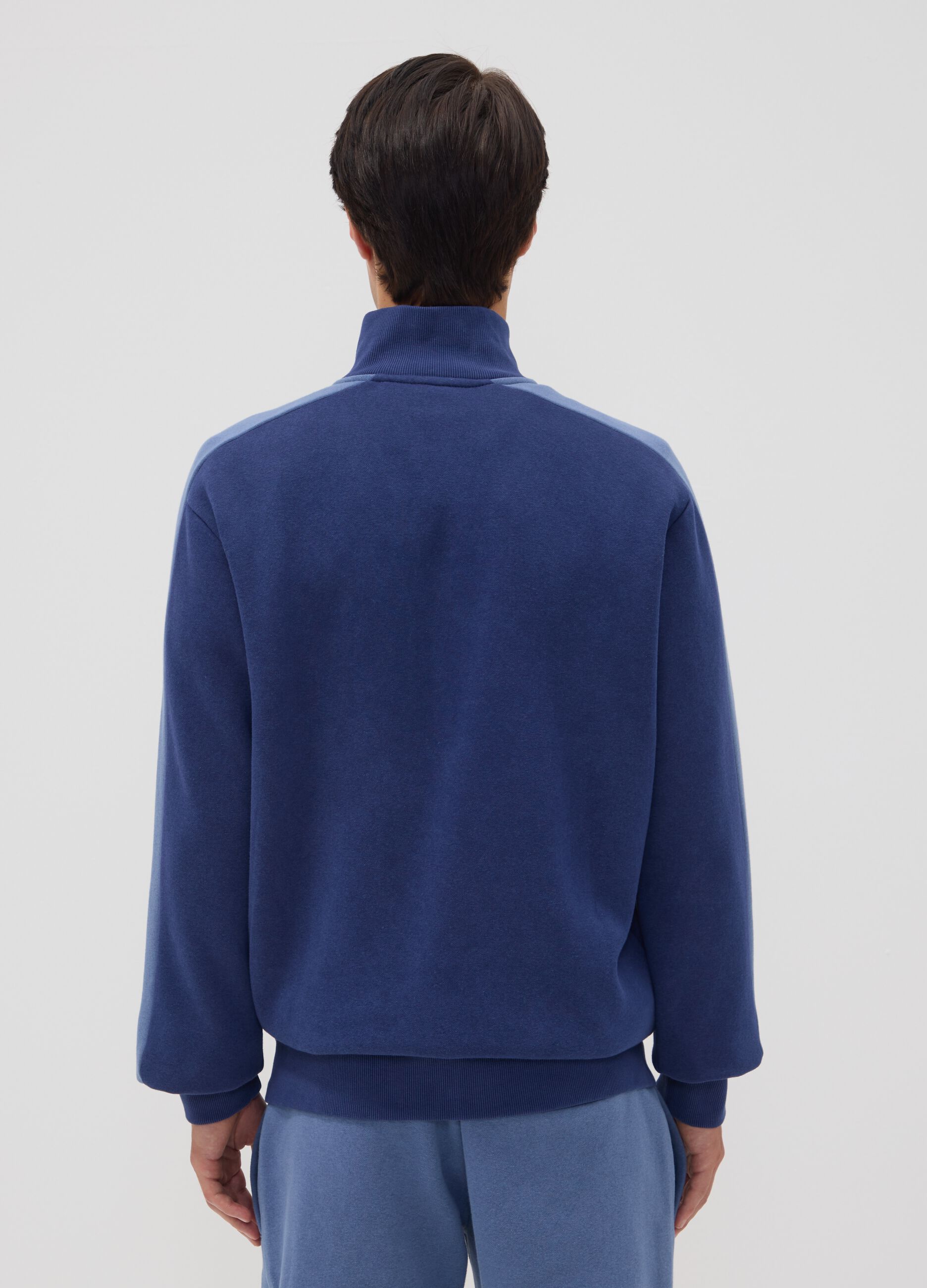 Navy full-zip cotton-blend hoodie with logo