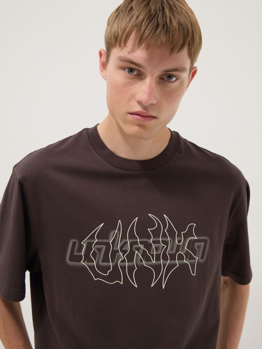 Brown short-sleeve pure cotton T-shirt_2