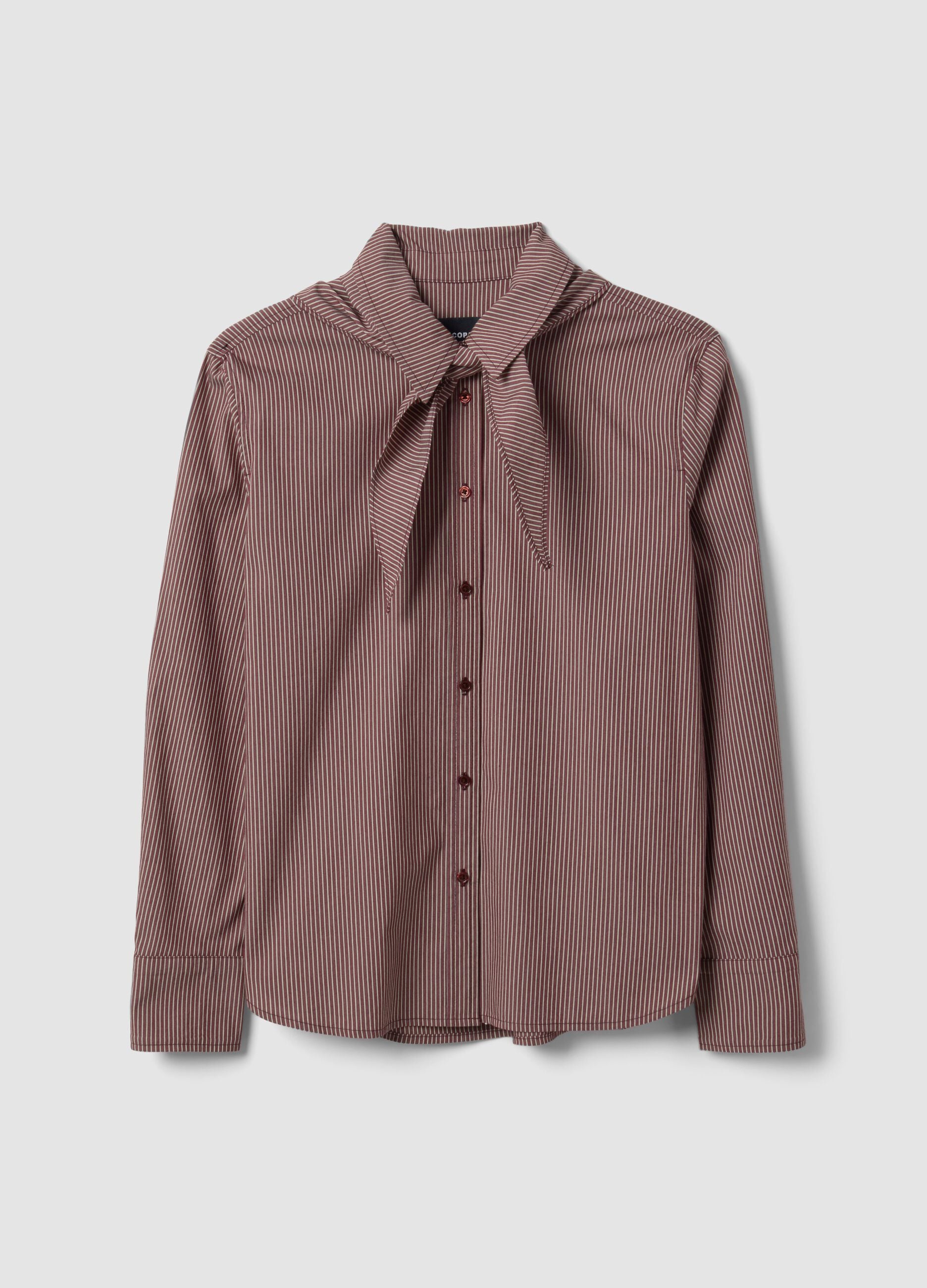 Multicolour stretch-cotton shirt with scarf collar