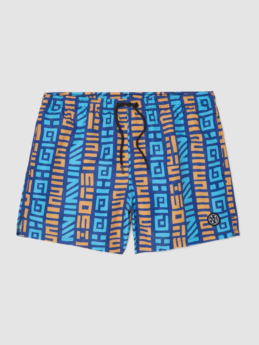 Multicolour geometric print swim shorts_4