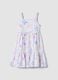 White pure cotton girls&rsquo; dress, regular fit, with seaside prints_1