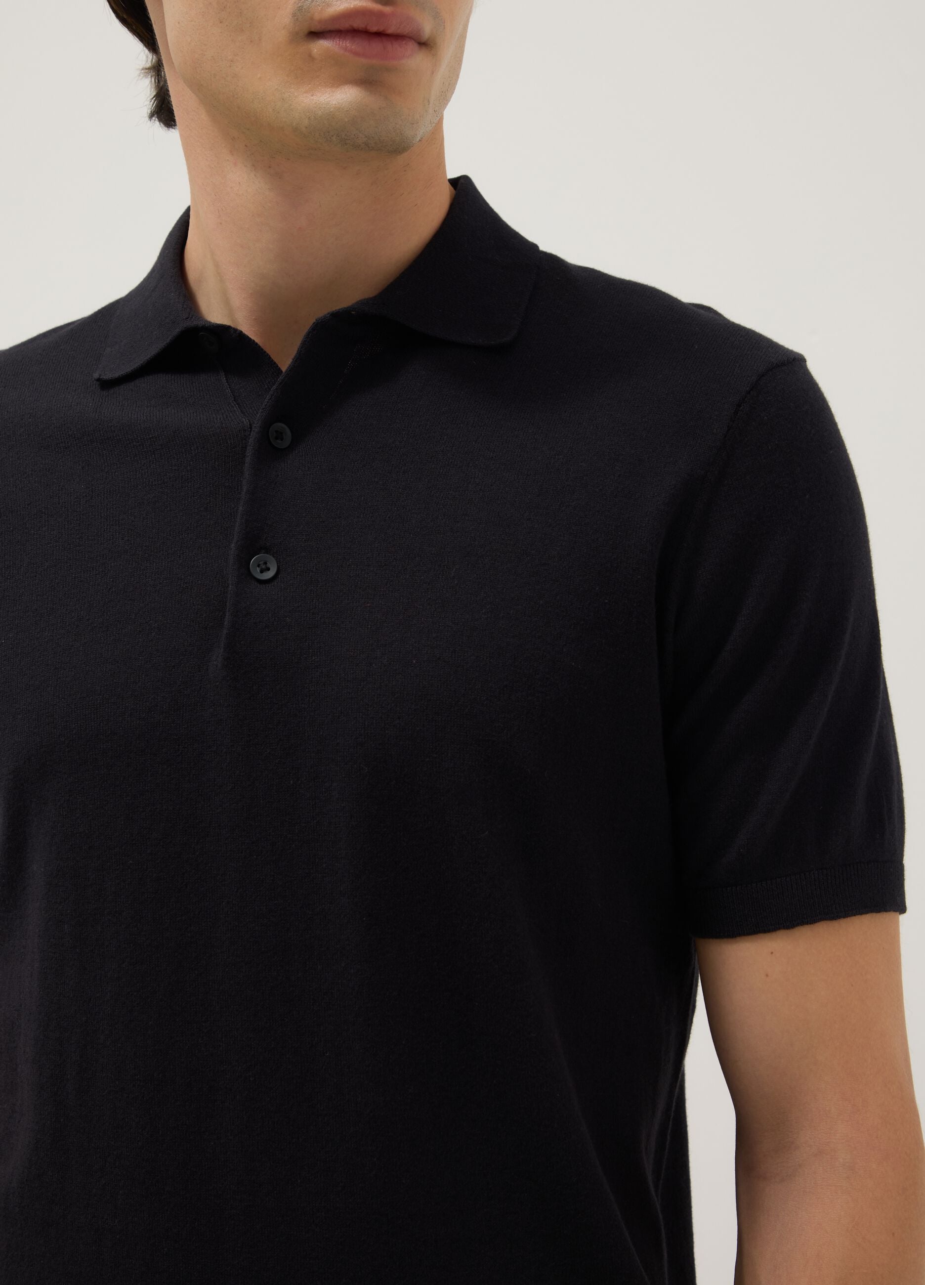 Black pure cotton polo shirt regular fit