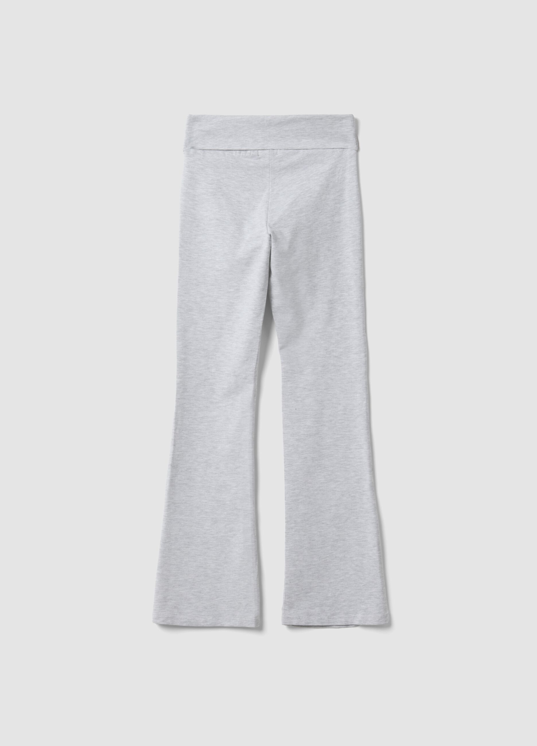 Girls&rsquo; grey flared leggings in stretchy organic cotton