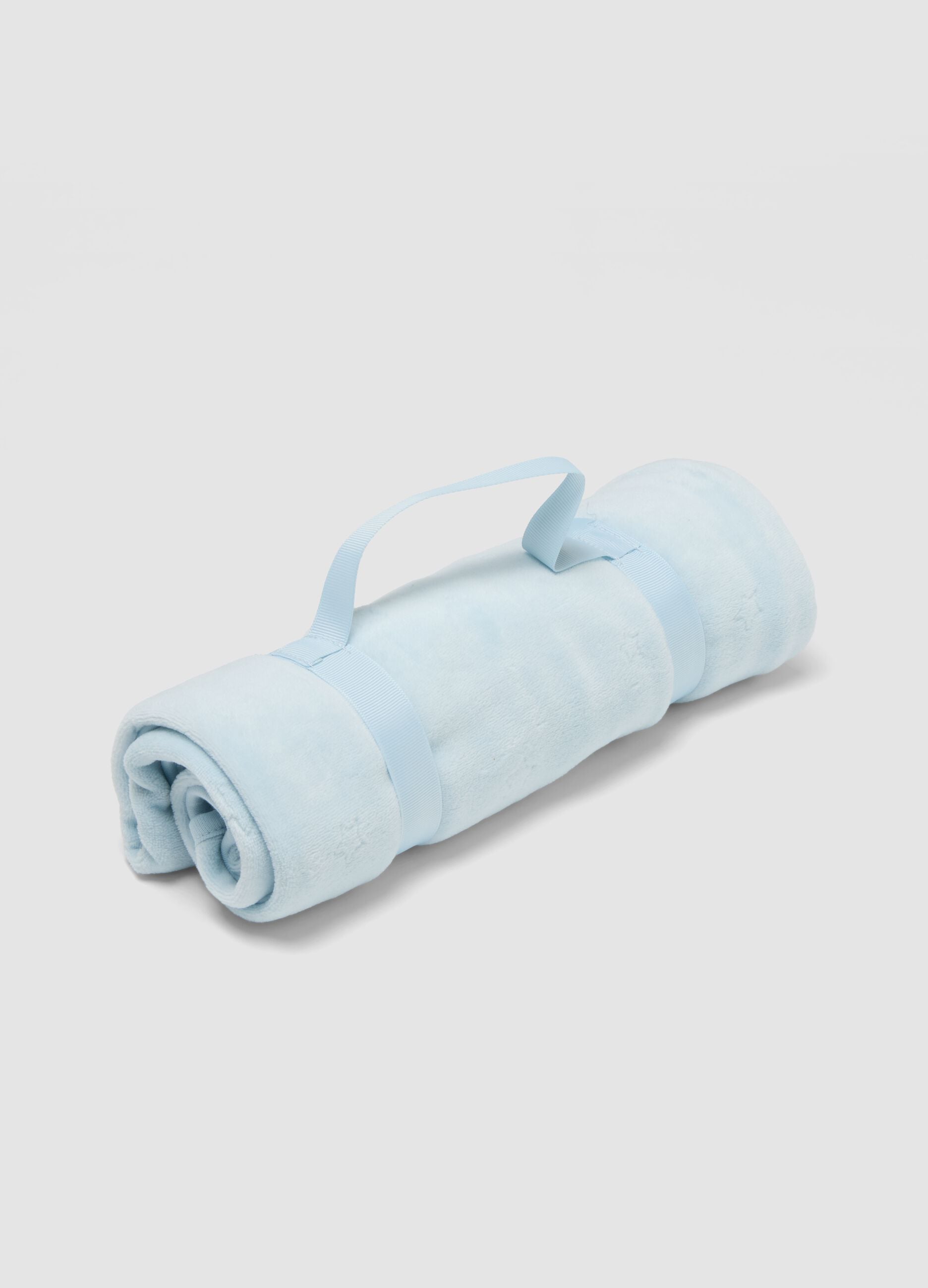 Blue printed organic cotton-blend baby blanket