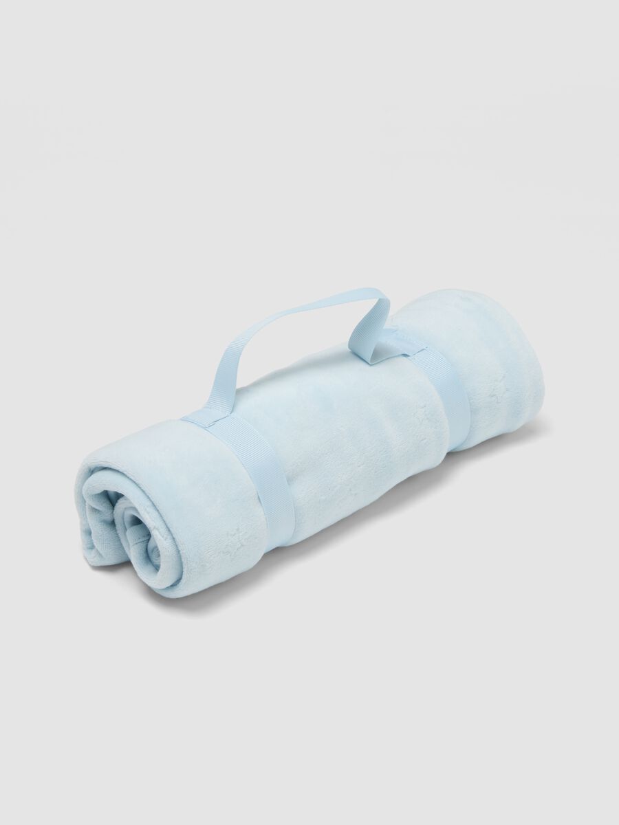 Blue printed organic cotton-blend baby blanket_0