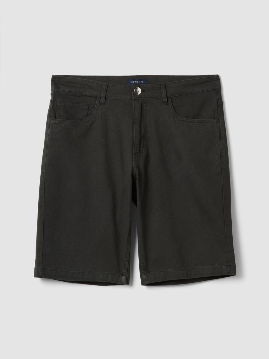 Black stretch cotton Bermuda shorts_4