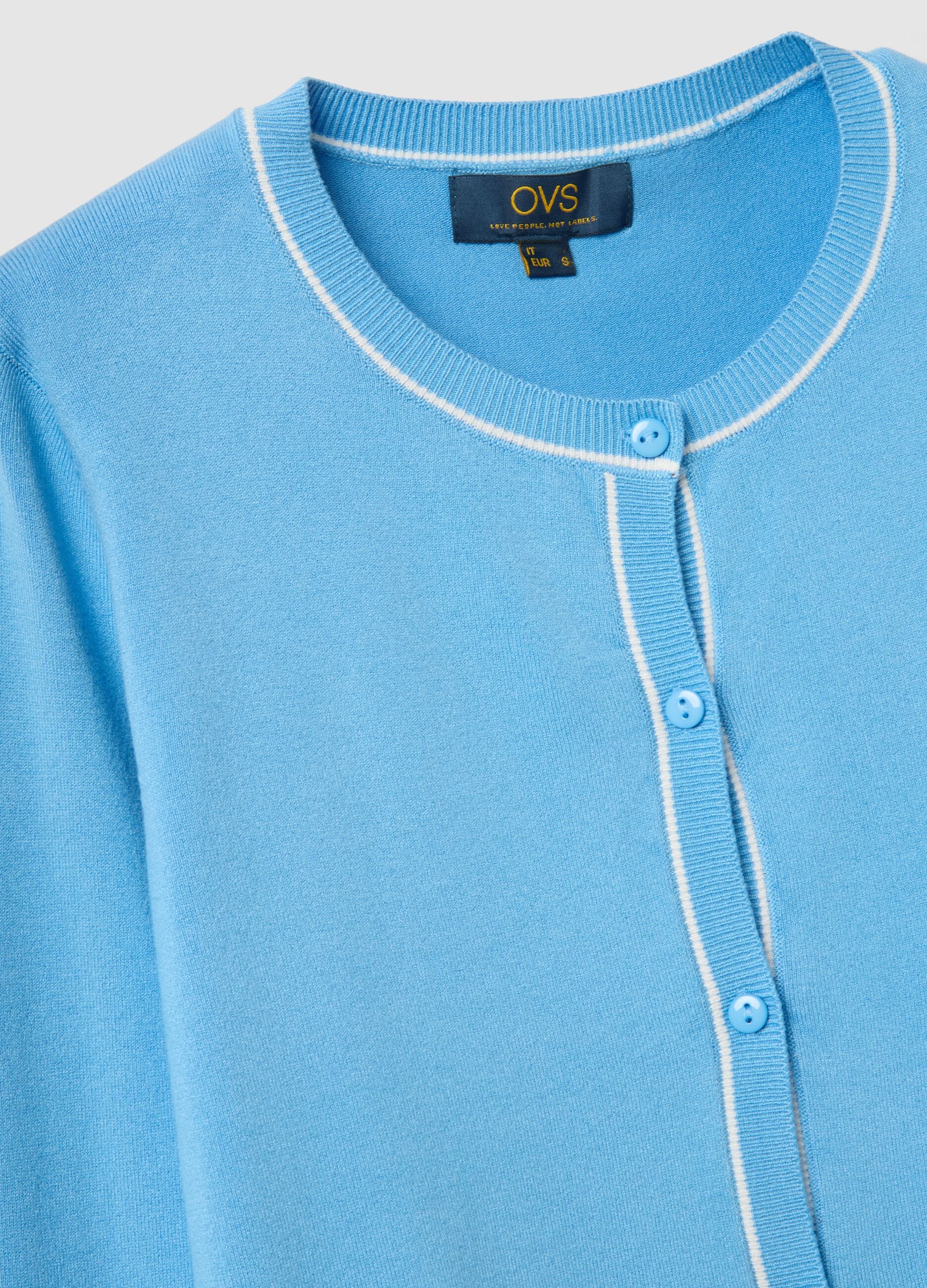 Blue viscose blend cardigan regular fit with buttons