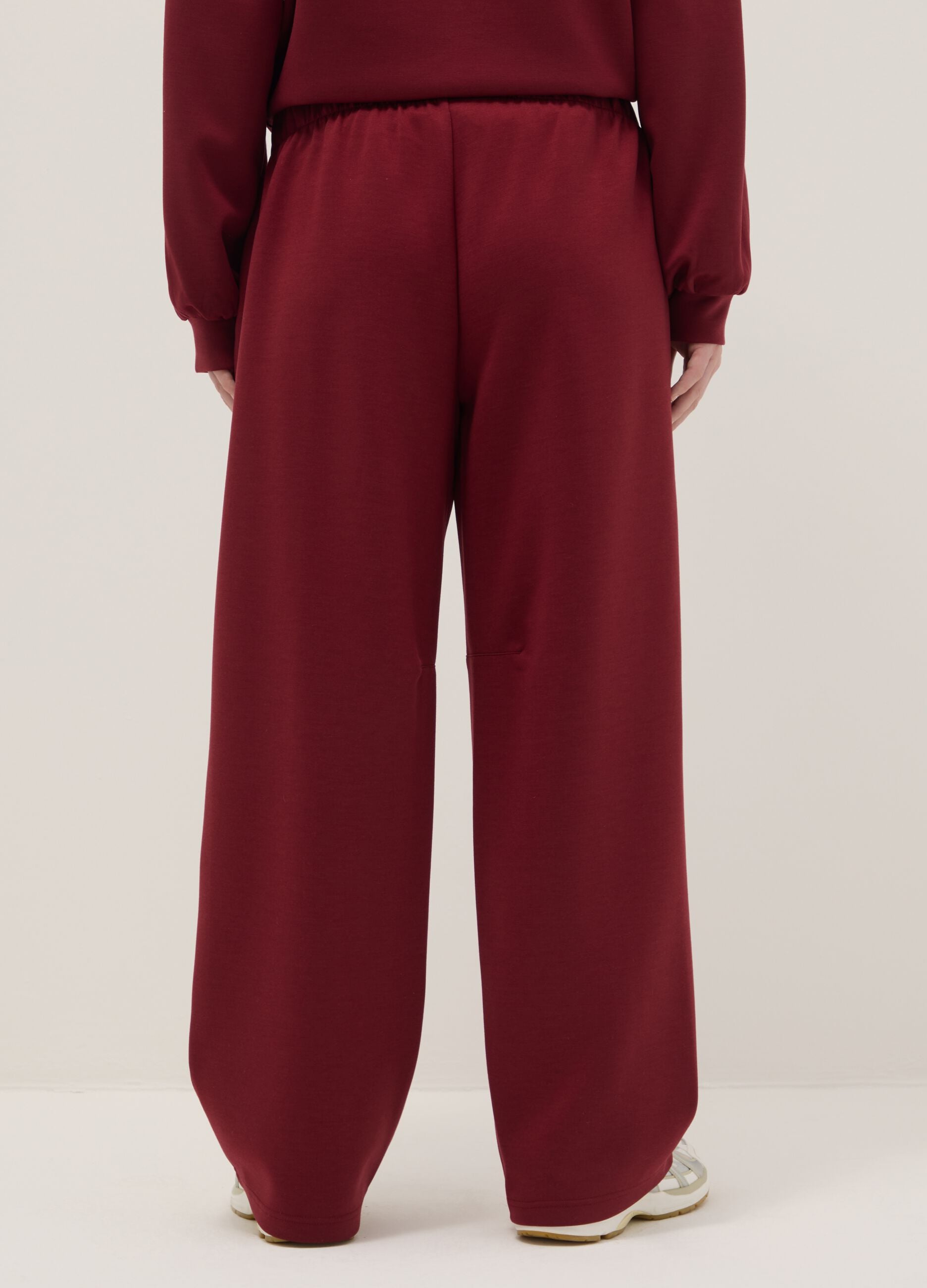 Red relaxed-fit stretch viscose trousers