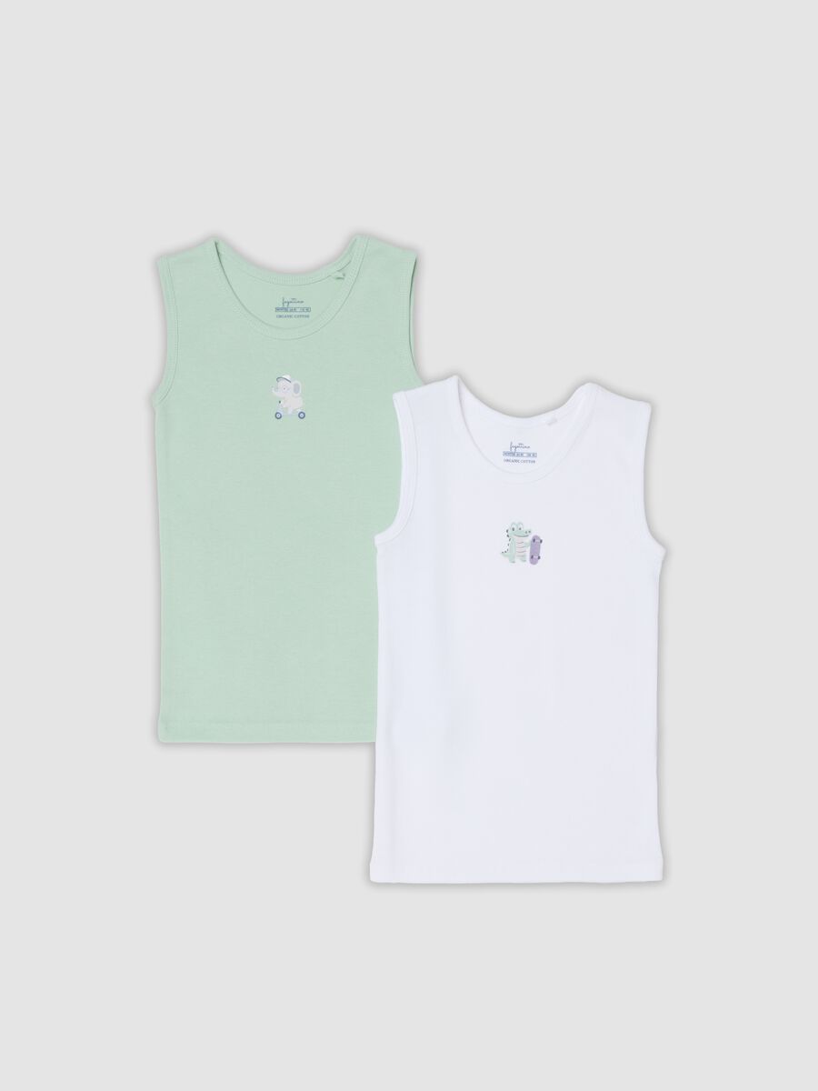 2-pack multicolour organic cotton sleeveless vests with print for baby_0