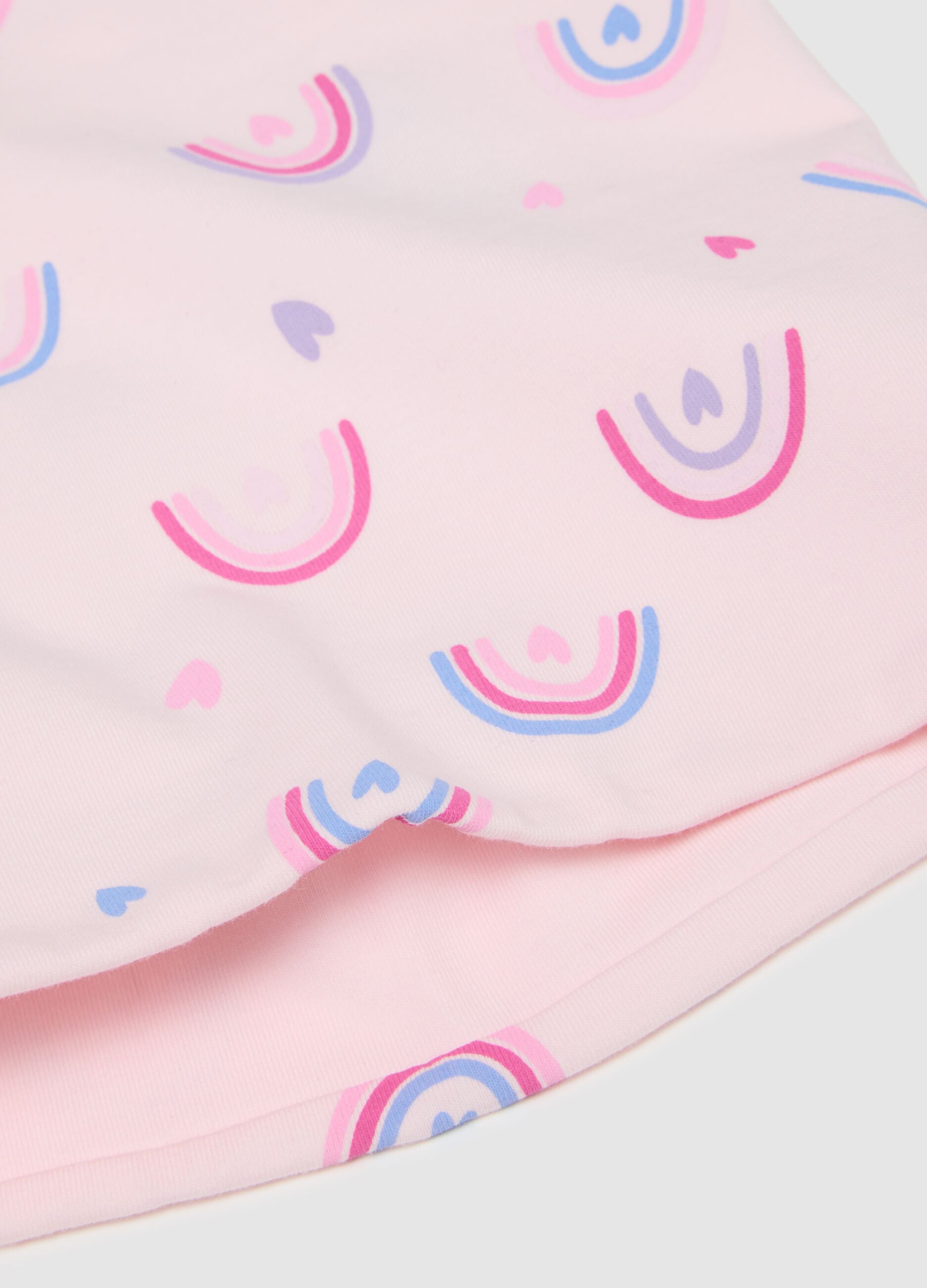 Girl's pink elasticated cotton scarf with prints