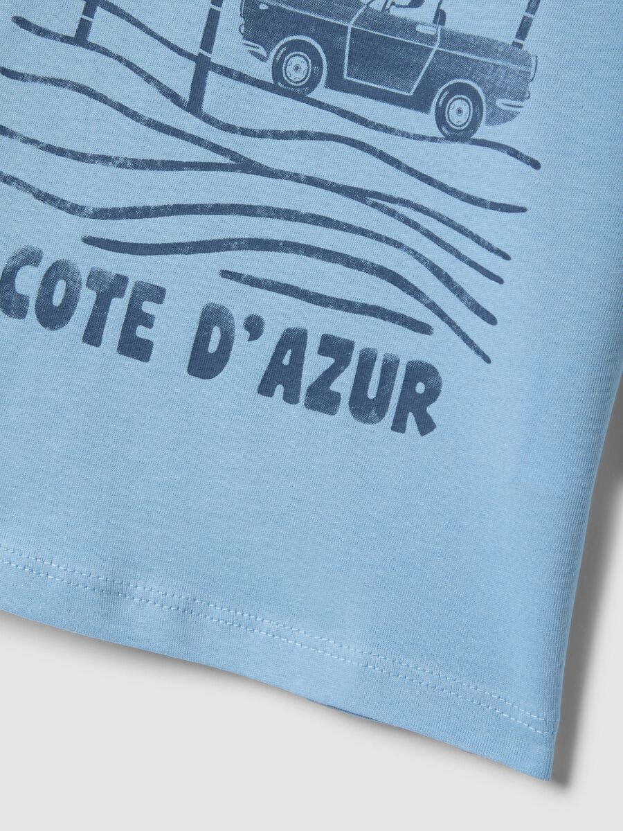Blue pure cotton kids' T-shirt regular fit with print_3