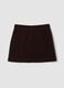 Short brown ribbed stretch cotton skirt_6