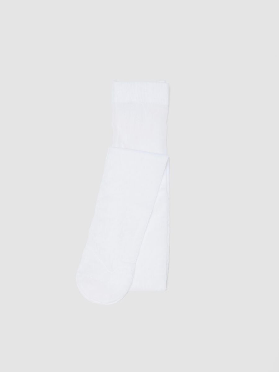 Girls' White Pure Cotton Tights Regular Fit_0