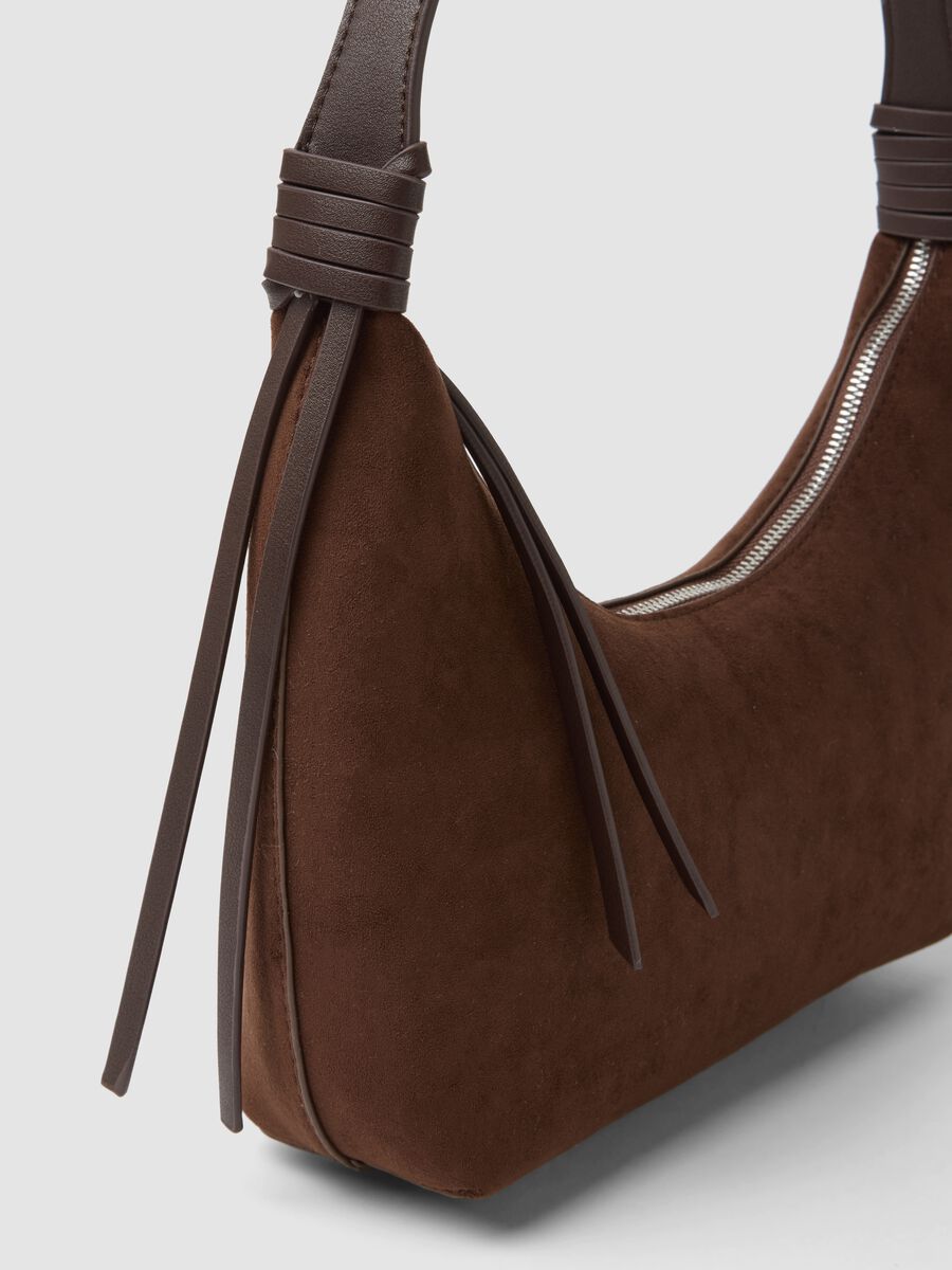 Borsa marrone hobo in tessuto elasticizzato_1