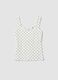 White fitted stretch cotton polka-dot top_4