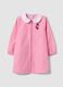 Pink gingham nursery apron with white collar and Minnie embroidery_0