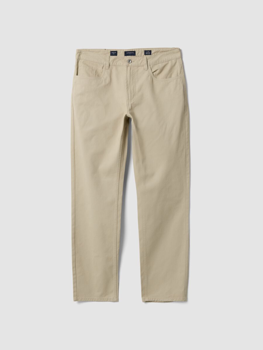 Pantaloni beige cinque tasche in puro cotone_0