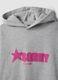 Grey oversized hooded sweatshirt in cotton blend with &ldquo;Sorry&rdquo; embroidery for girls_5