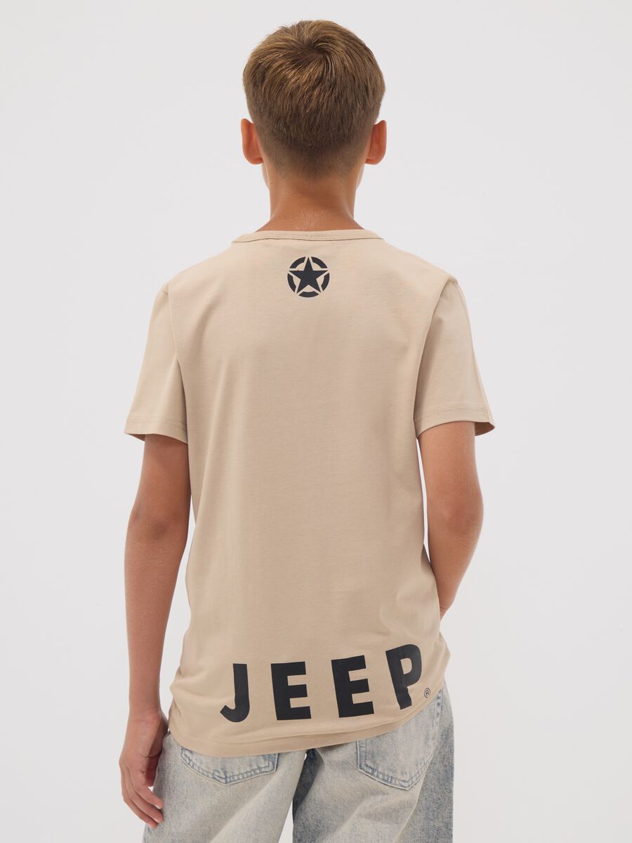 T-shirt beige in puro cotone con stampa fronte e retro_2